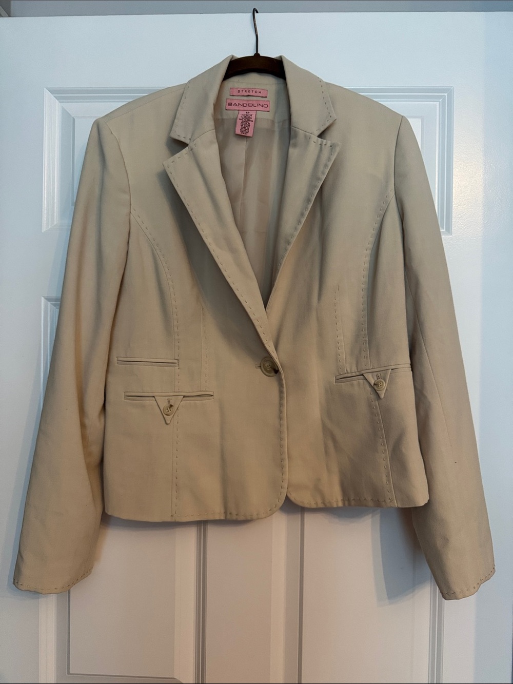 Bandolino Cream Single-Button Tailored Blazer